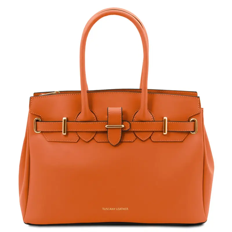 Borsa a mano in pelle Arancio