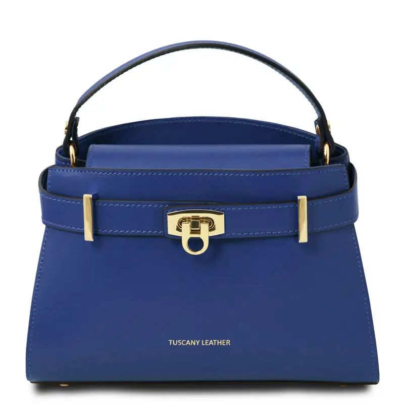Borsa a mano in pelle Blu