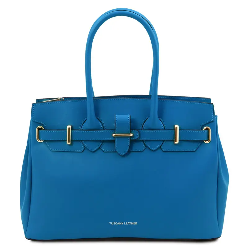 Borsa a mano in pelle Blu