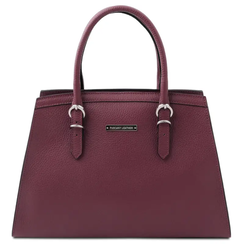Borsa a mano in pelle Bordeaux