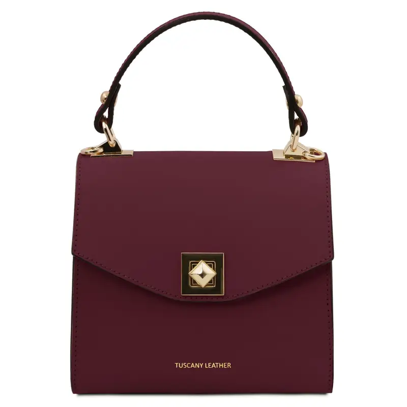 Borsa a mano in pelle Bordeaux