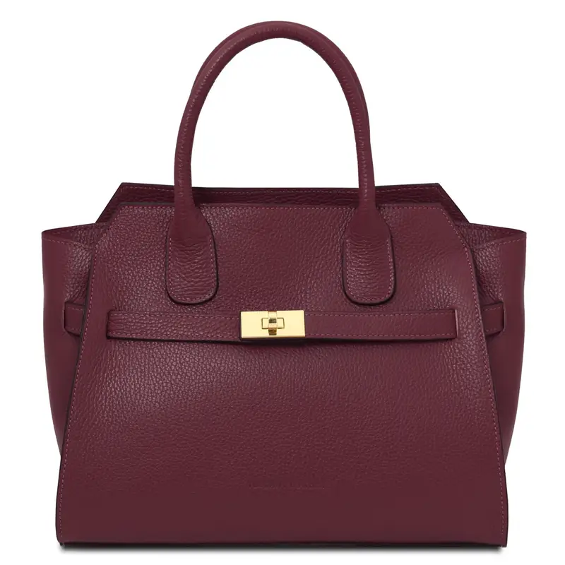 Borsa a mano in pelle Bordeaux
