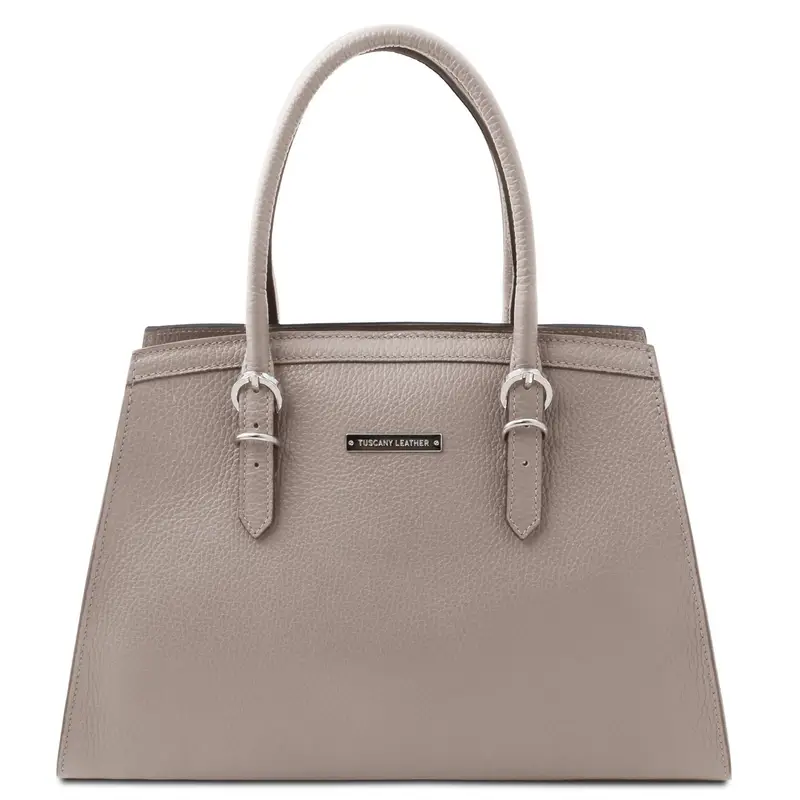 Borsa a mano in pelle Grigio chiaro