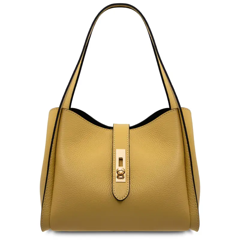 Borsa a mano in pelle morbida Giallo pastello