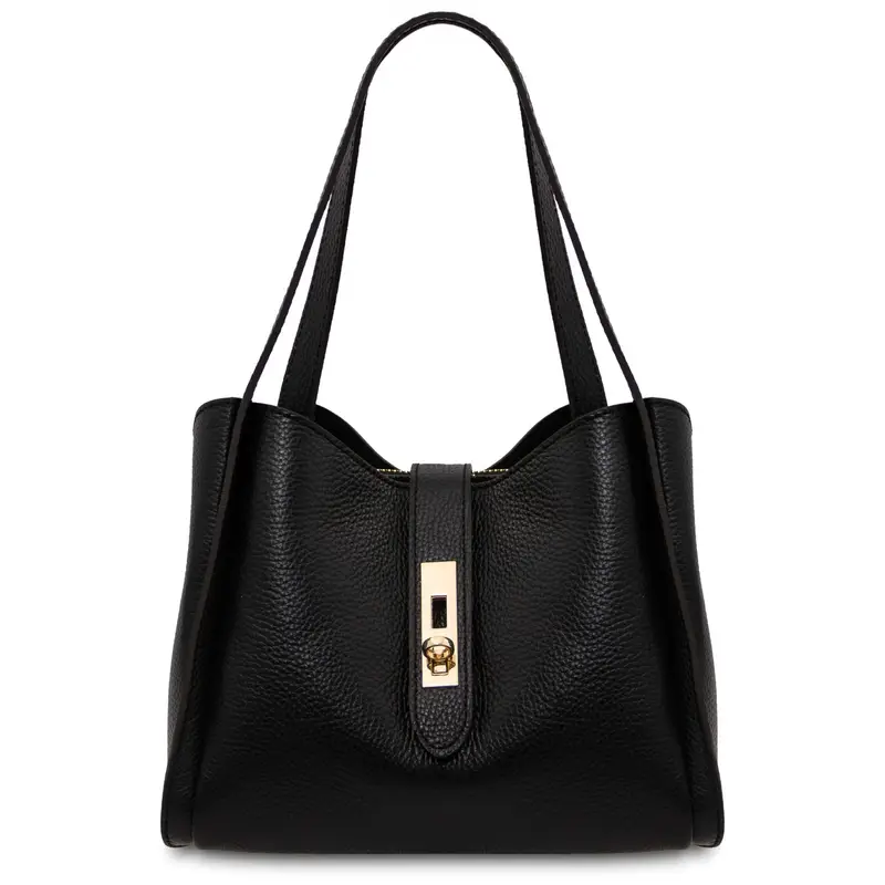 Borsa a mano in pelle morbida Nero