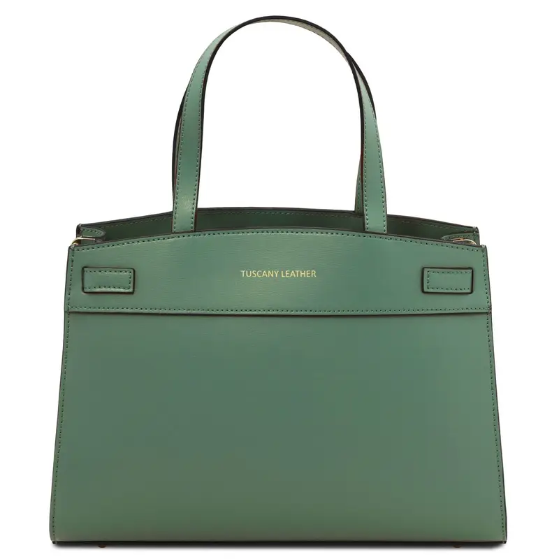 Borsa a mano in pelle Verde Menta
