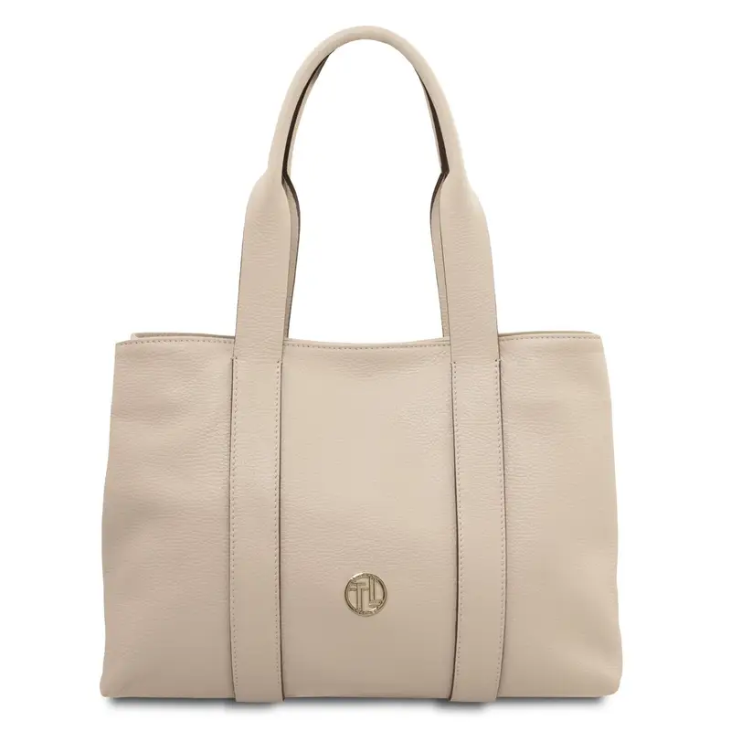 Borsa a spalla in pelle morbida Beige
