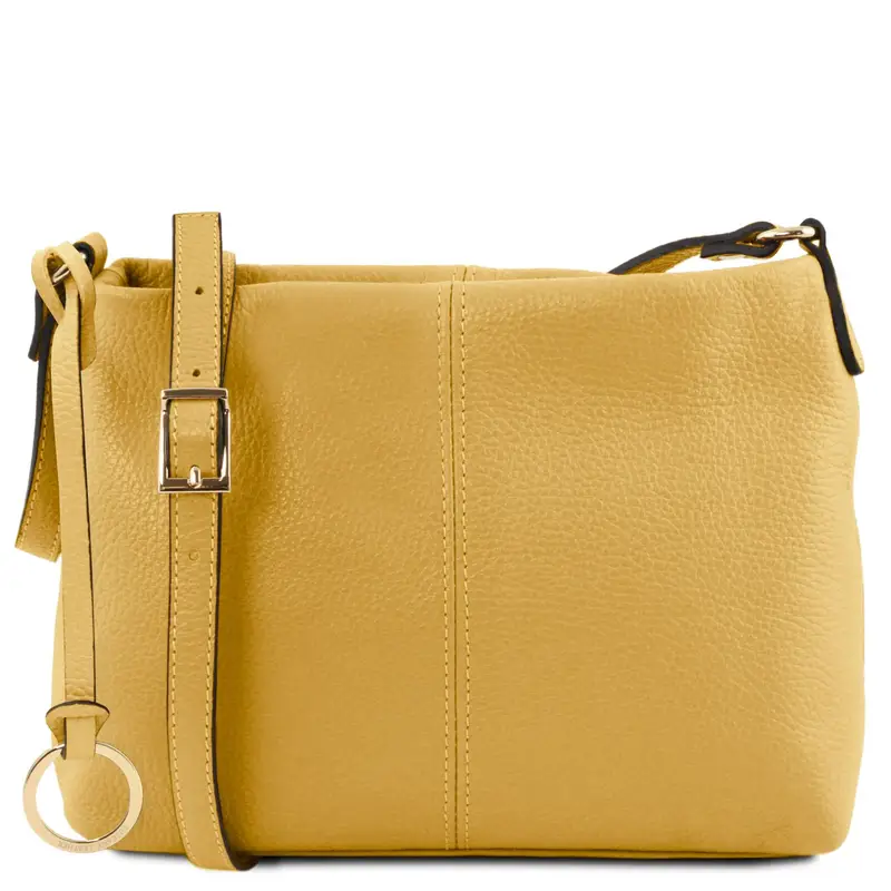 Borsa a tracolla in pelle morbida Giallo pastello