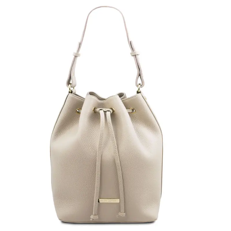Borsa secchiello in pelle Beige
