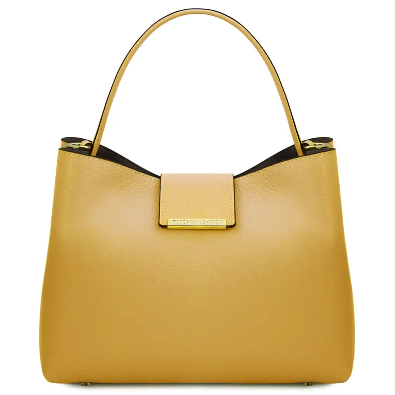 Borsa secchiello in pelle Giallo pastello