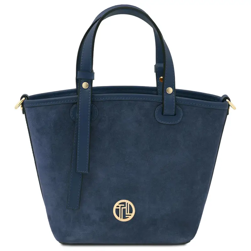 Borsa secchiello in pelle scamosciata Blu scuro