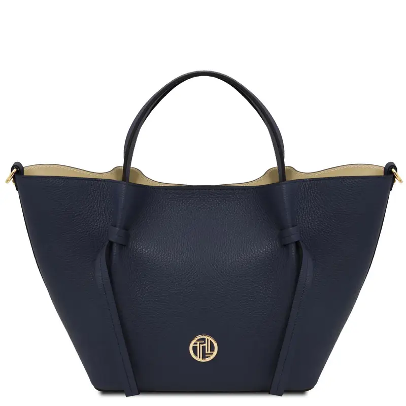 Borsa shopping in pelle Misura grande Blu scuro