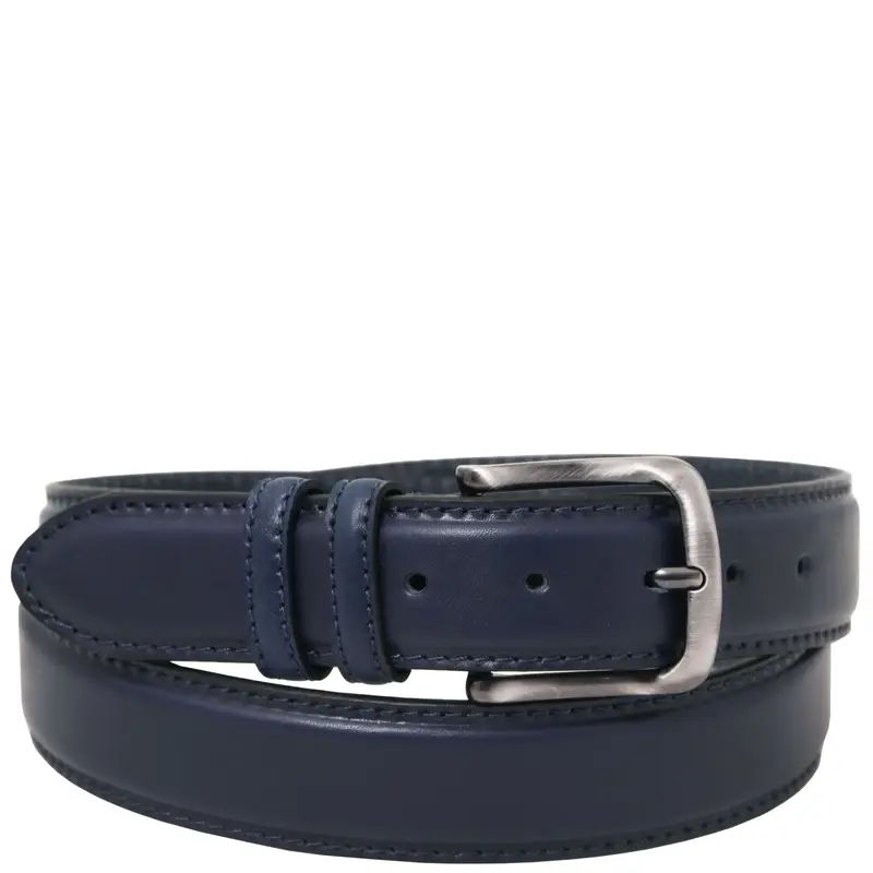 Cintura classica toscana in pelle 40mm bombata Blu scuro