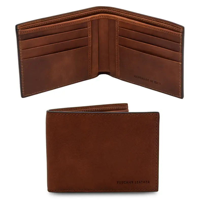Esclusivo portafoglio uomo in pelle 2 ante Marrone