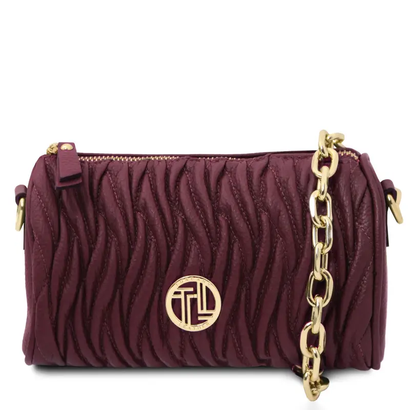 Mini bauletto in pelle Bordeaux
