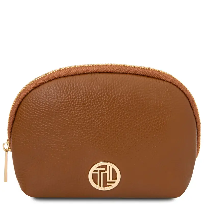 Trousse in pelle morbida Cognac