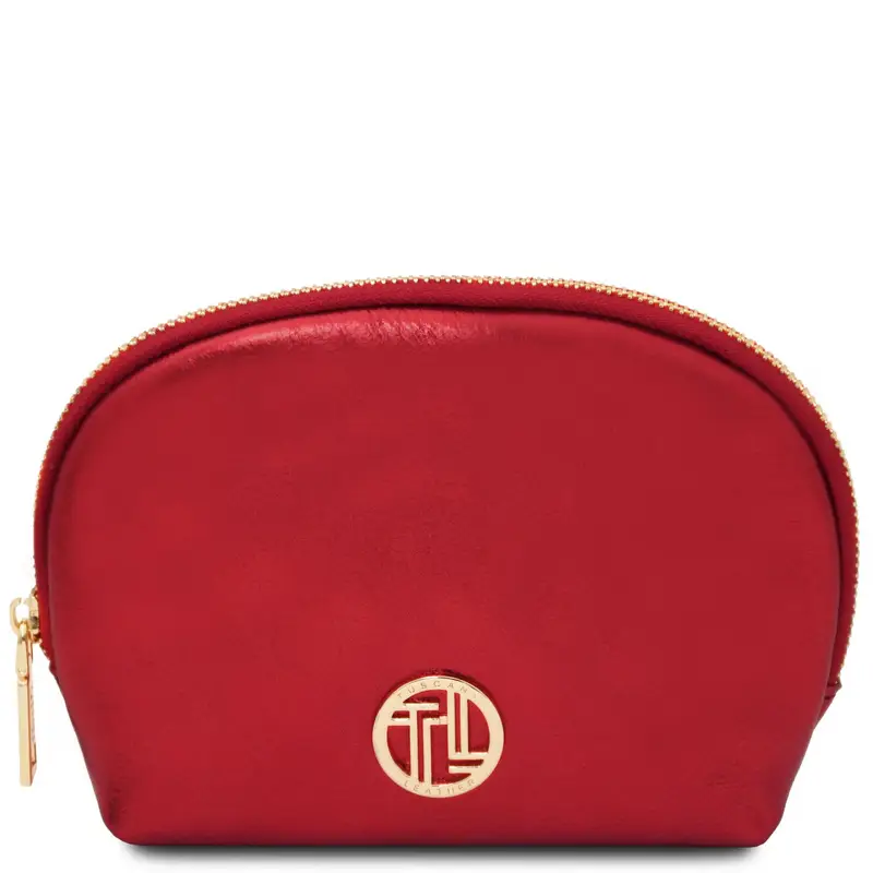 Trousse in pelle morbida metallic Rosso
