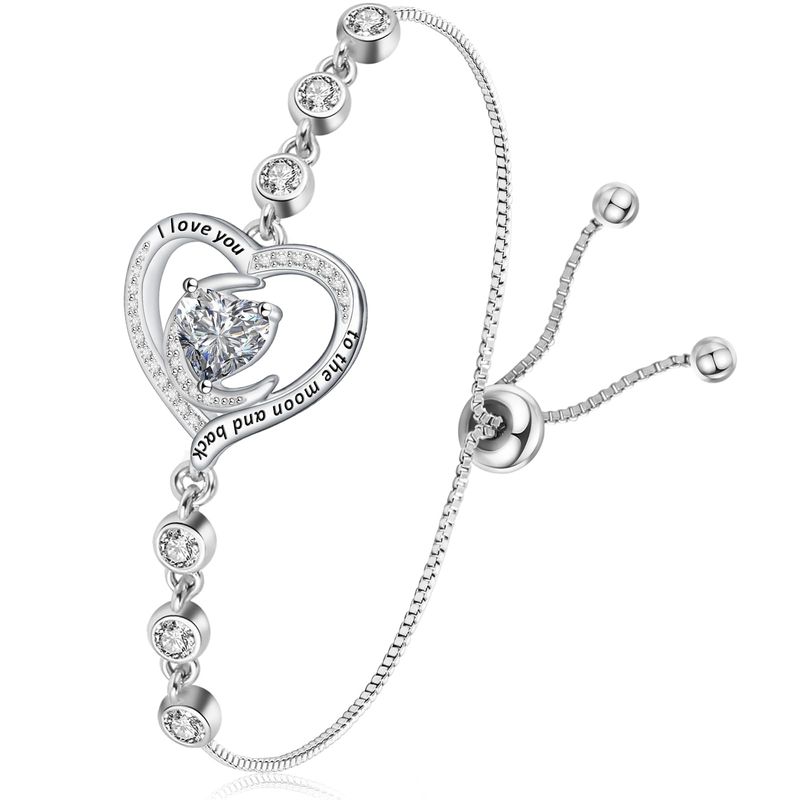 TUSUZIK Bracciale Donna Argento 925 Cuore Diamanti