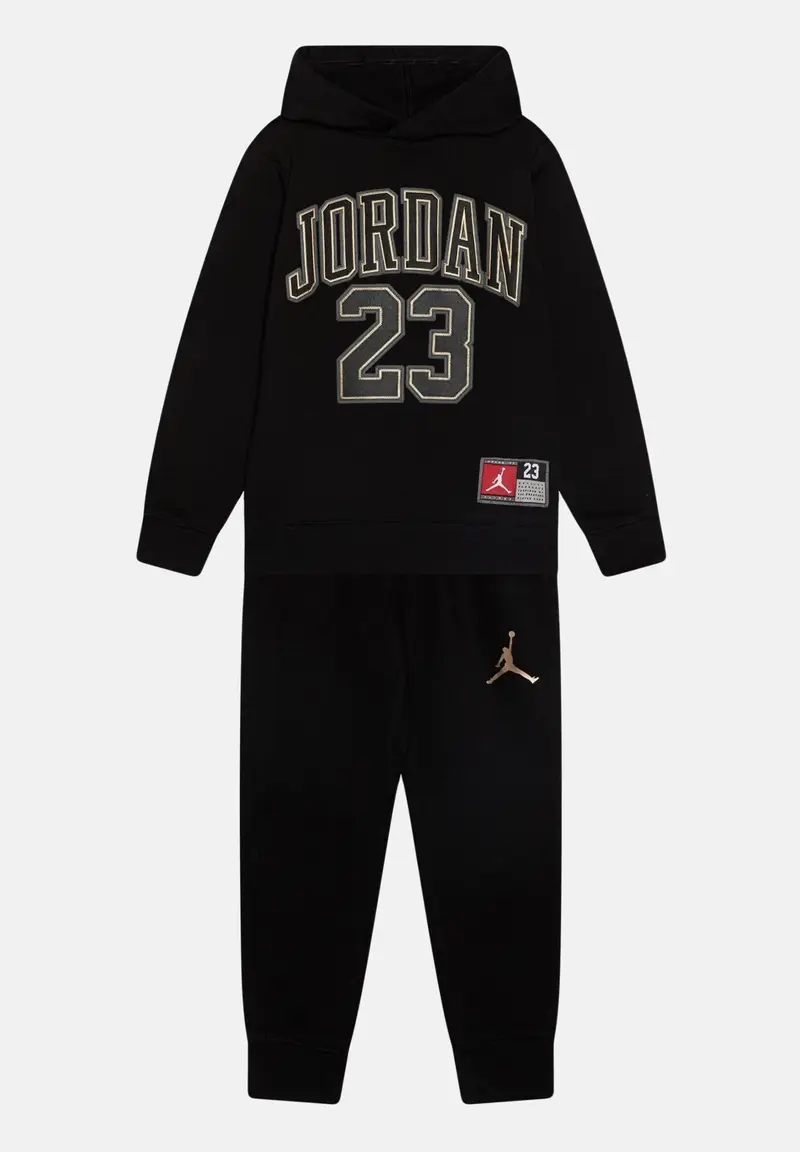 Tuta nera da neonato con logo a contrasto