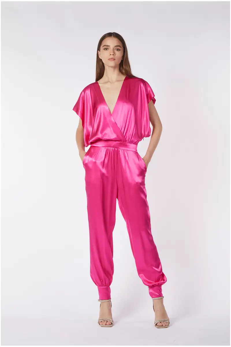 tuta scollo incrociato ciclamino m