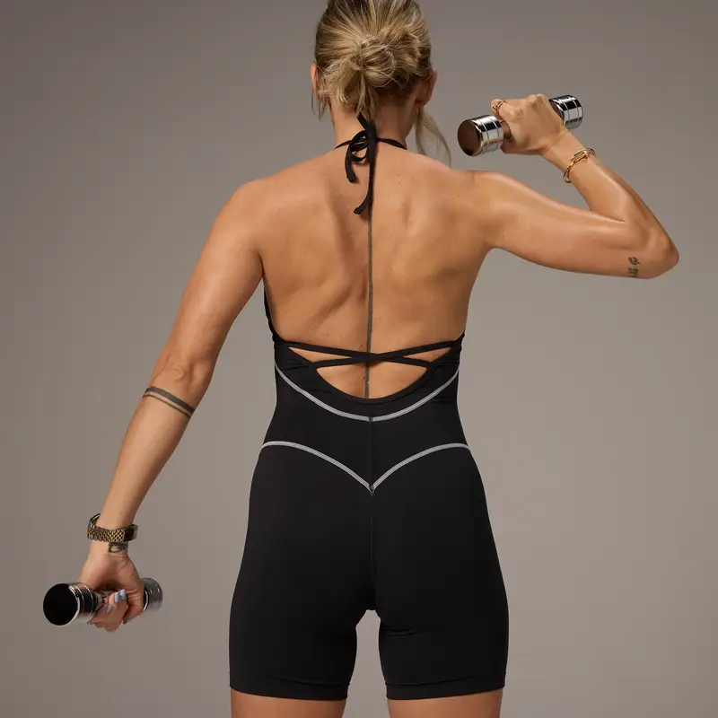 Tutina con pantaloncini e schiena scoperta a contrasto MP X Tatiana - Nero - XS miniatura 3