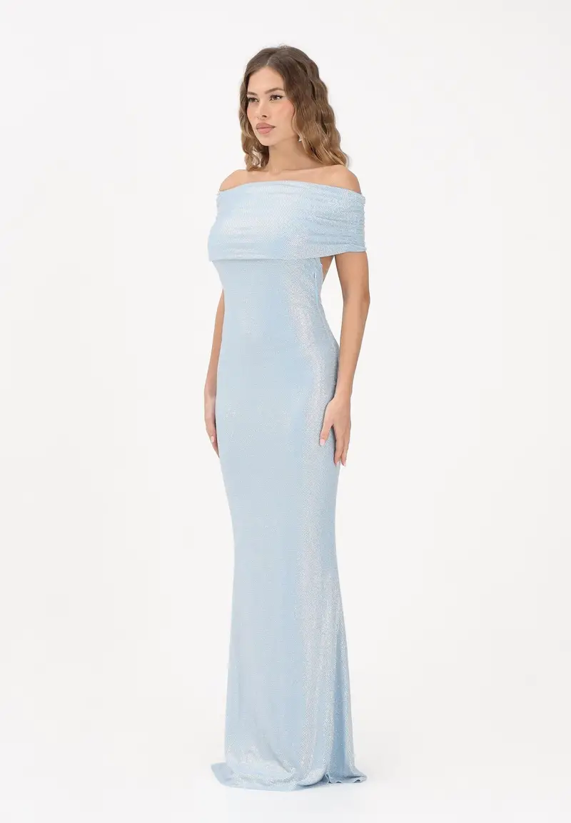 Abito lungo KEY azzurro da donna