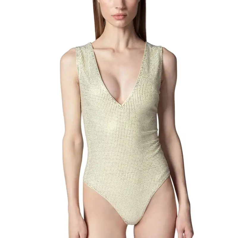 body da donna new urano con strass ton sur ton all over giallo argento