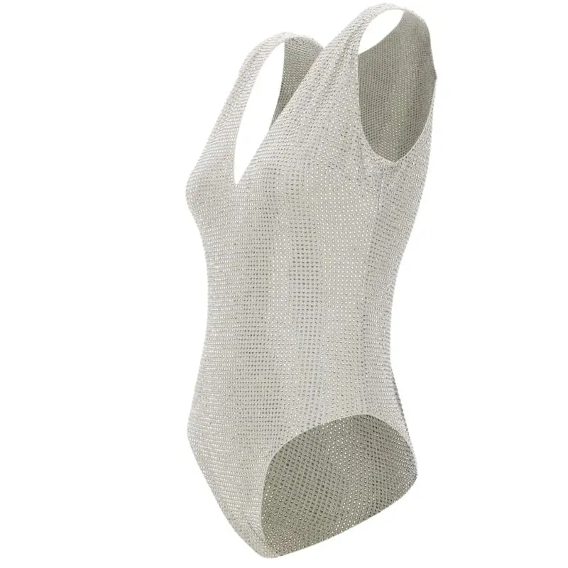 body da donna new urano con strass ton sur ton all over grigio cristallo miniatura 2