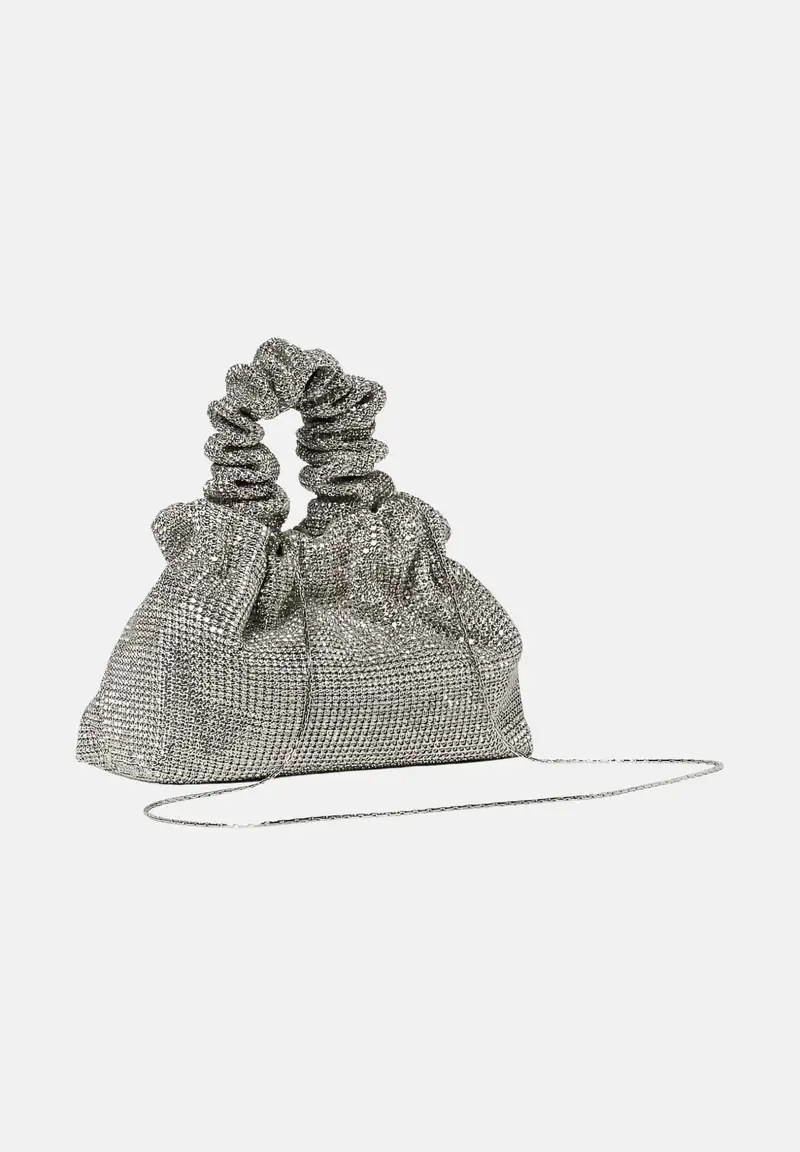 Borsa a mano argento da donna con strass miniatura 3