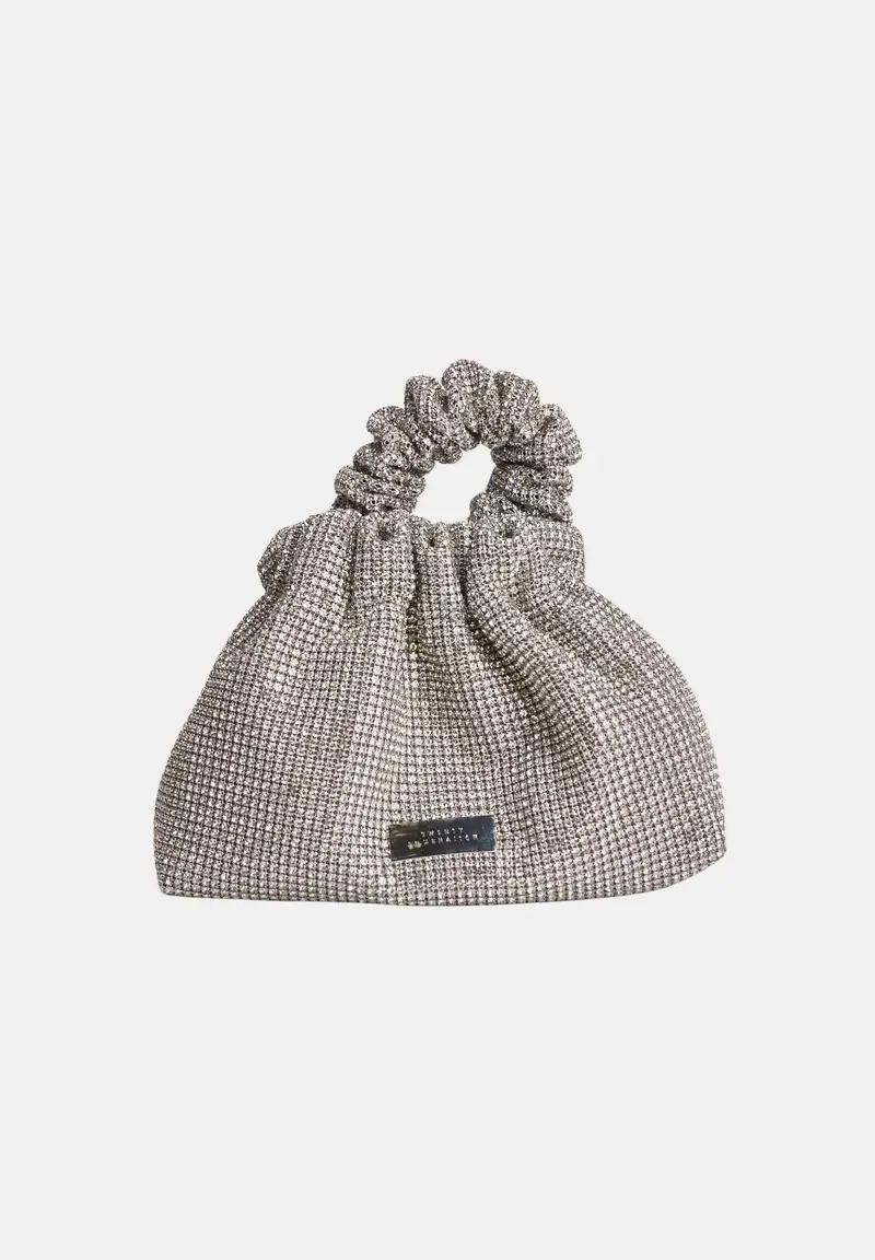 Borsa a mano argento da donna con strass