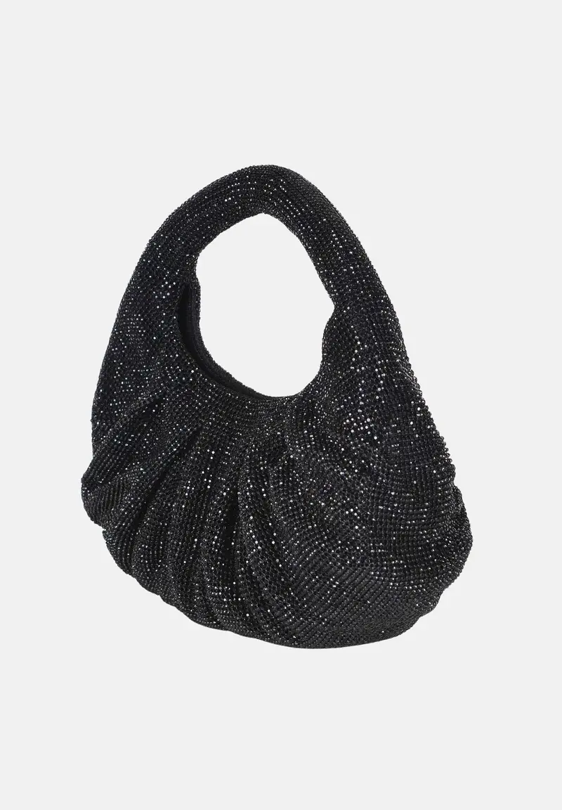 Borsa a mano nera da donna con strass miniatura 2