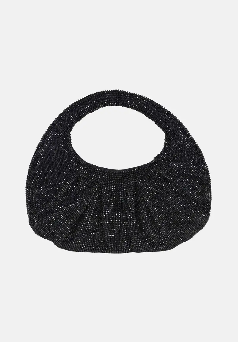 Borsa a mano nera da donna con strass miniatura 3