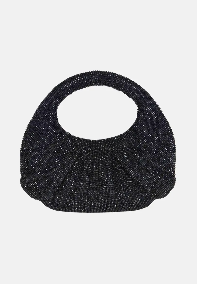 Borsa a mano nera da donna con strass