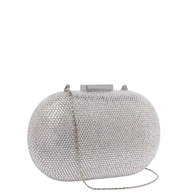 borsa clutch da donna sunrise con strass all over argento miniatura 2