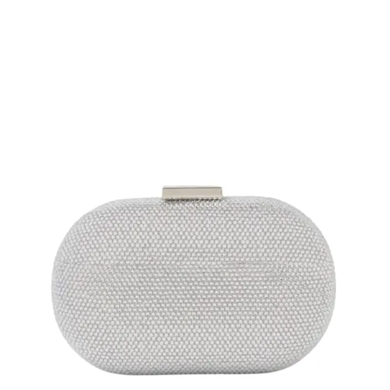 borsa clutch da donna sunrise con strass all over argento