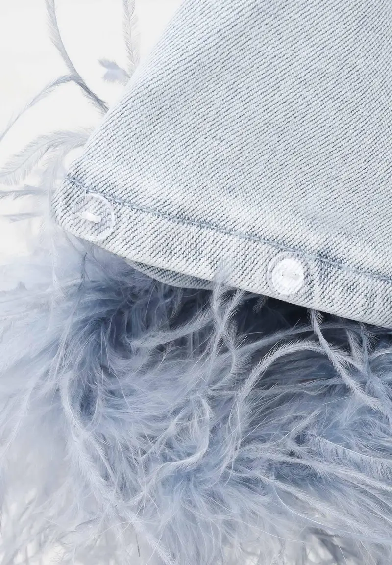 Jeans ARCADE in denim chiaro da donna con piume miniatura 3