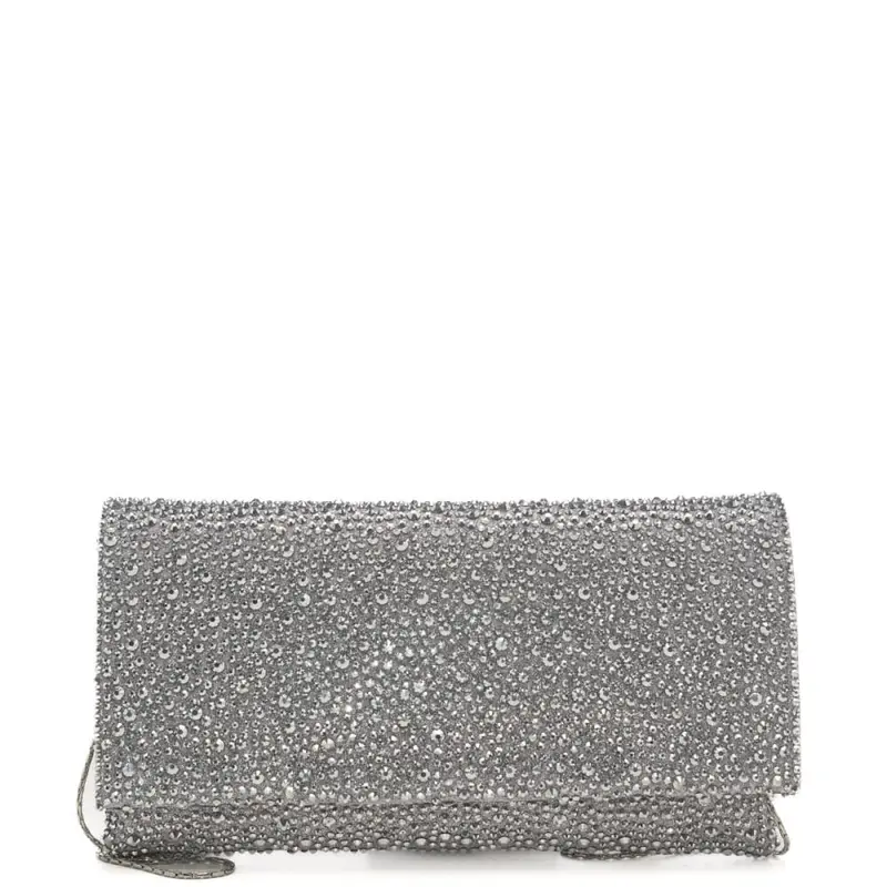 pochette a baguette da donna siria con strass gioiello all over argento
