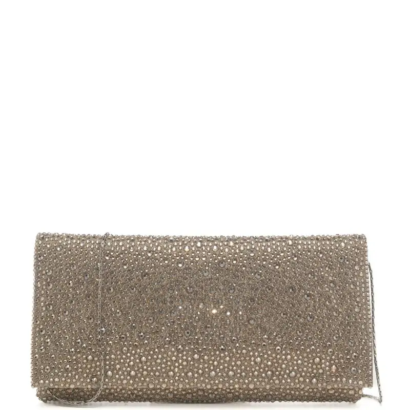 pochette a baguette da donna siria con strass gioiello all over oro