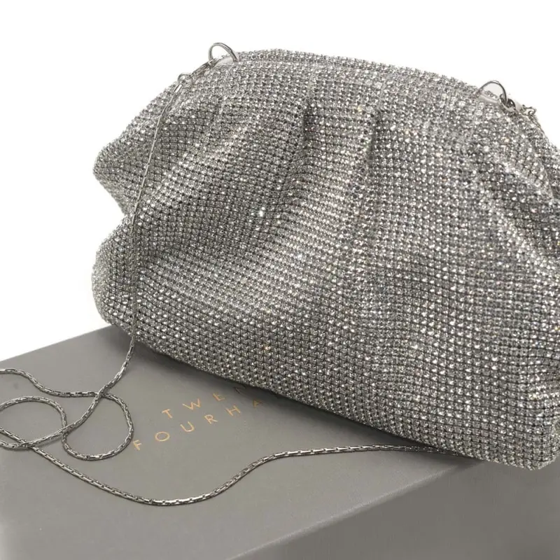 pochette da donna petra con strass cristallo argento miniatura 3