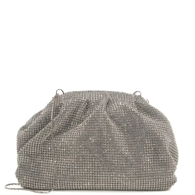 pochette da donna petra con strass cristallo argento