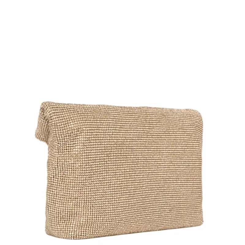 pochette morbida da donna varadero con strass all over oro miniatura 2
