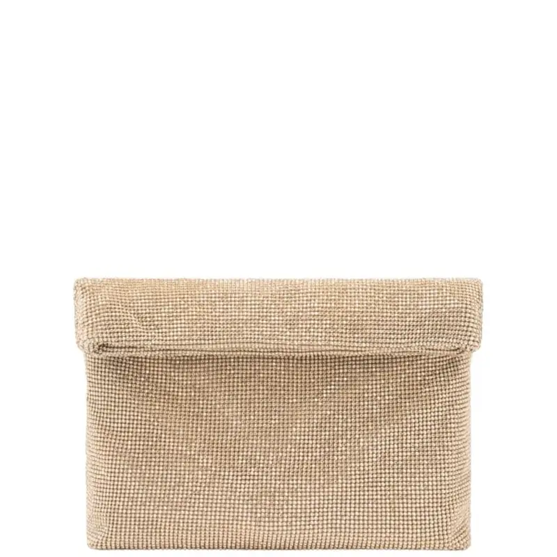 pochette morbida da donna varadero con strass all over oro