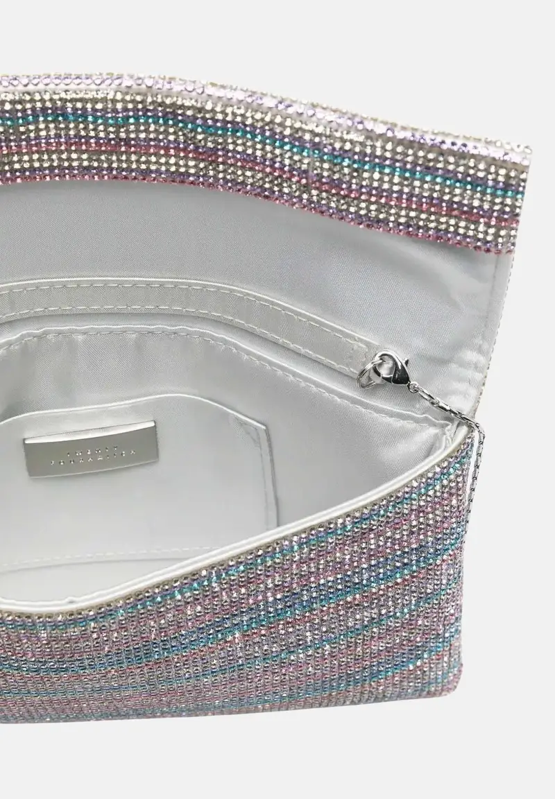 Pochette multicolore da donna con micro strass miniatura 3