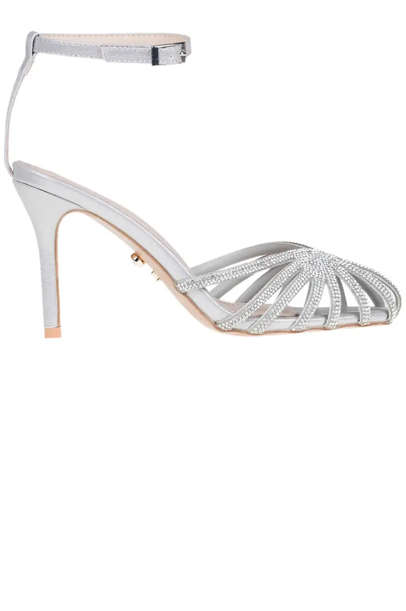Twenty Fourhaitch Sandali gioiello argento in tessuto metallizzato