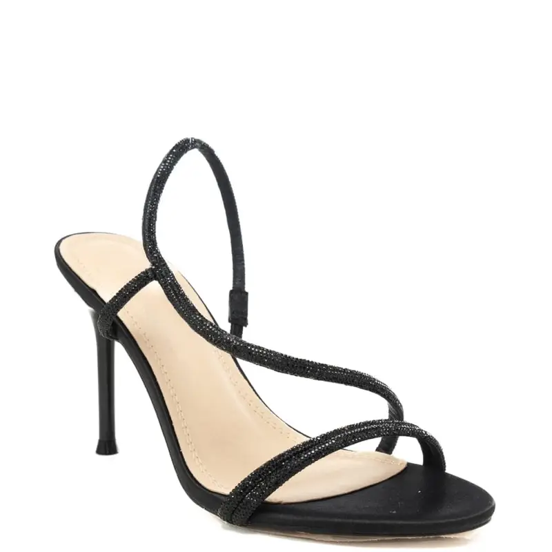 scarpe alte da donna flamenco con fascette tubolari a incrocio con micro strass nere miniatura 3