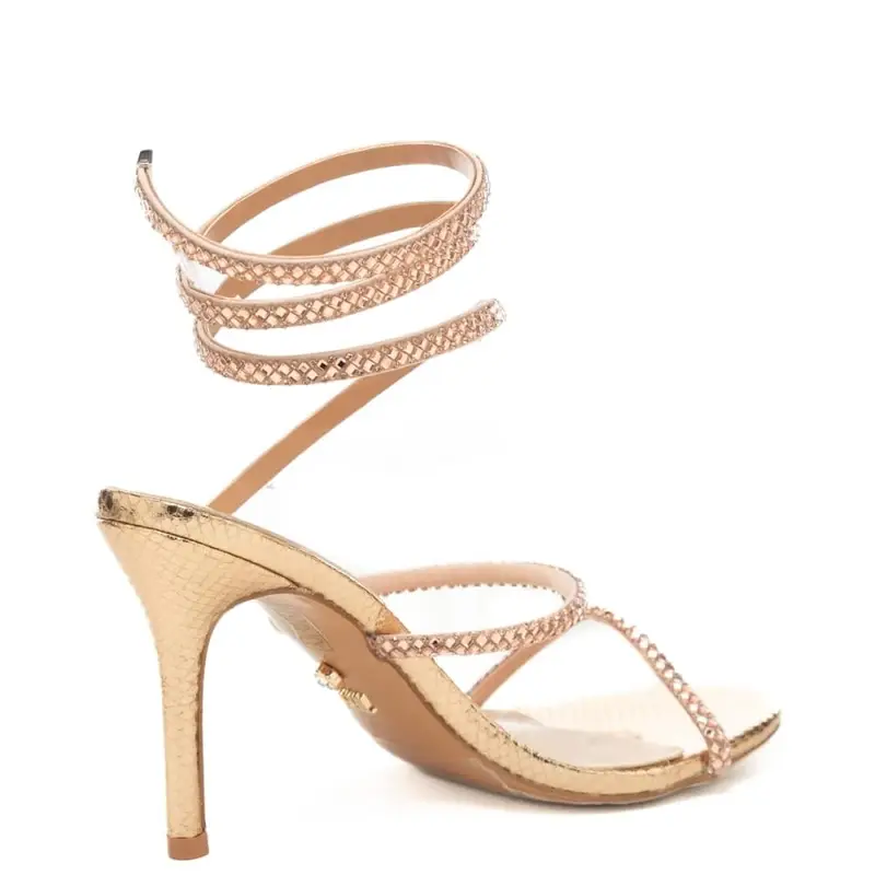 scarpe alte da donna zeja con tomaia pitonata laminata bronzo miniatura 2