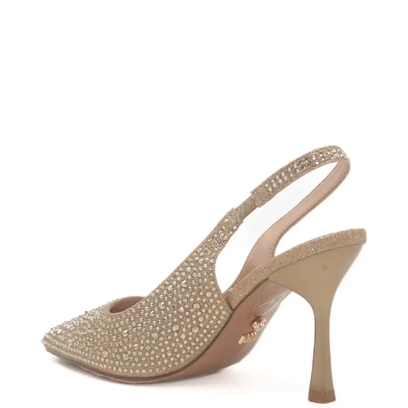 slingback alti da donna eindhoven con strass gioiello all over oro miniatura 3