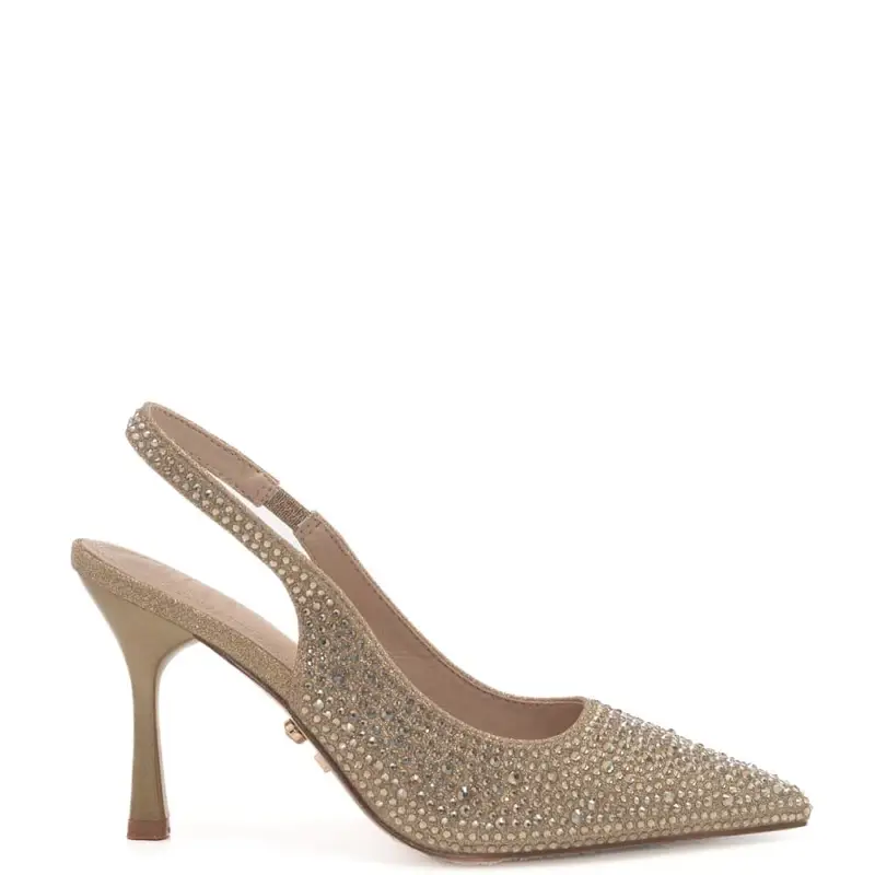 slingback alti da donna eindhoven con strass gioiello all over oro