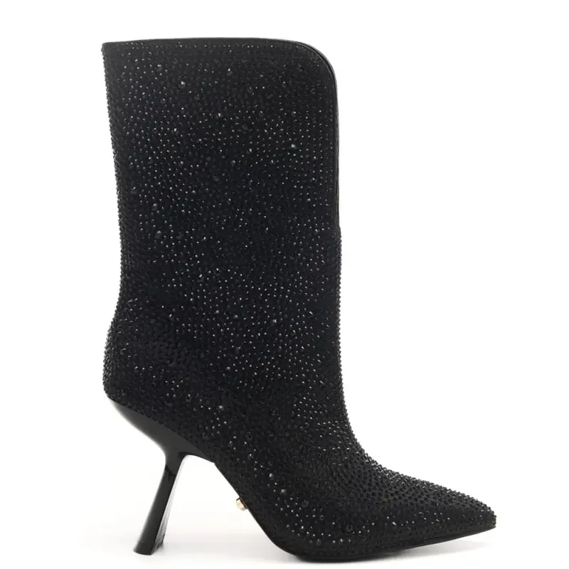 Twenty Fourhaitch tronchetti in raso con strass all over e tacco scultoreo neri