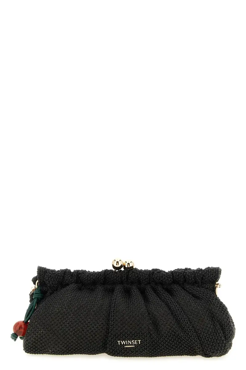 Clutch Rafia Intrecciata Nero